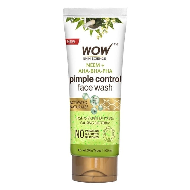 Wow Skin Science Neem + AHA-BHA-PHA Pimple Control Face Wash - 100 ml