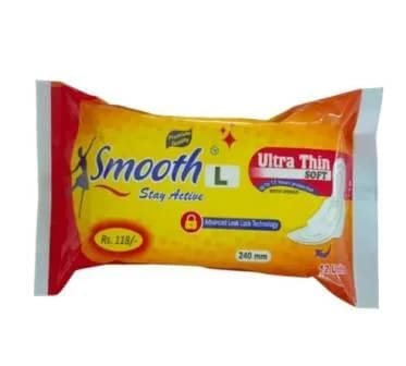 Ultra Thin Soft Sanitary Pads with Wings, L 12 Pcs