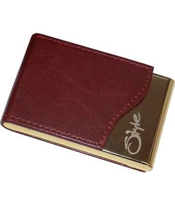STYLE SHOES Brown and Golden steel ATM Visiting , Credit Card Holder, Pan Card/ID Card Holder , Pocket wallet Genuine Accessory for Men and Women Card holder
