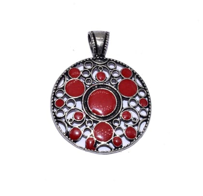 Silver Plated Enamelled Metal Pendant ,(55 MM) , BWEP-050-One Pcs / 55 MM / Silver