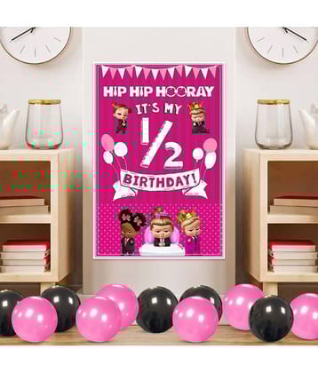 Zyozi Colorful Boss Baby Girl Theme Half Birthday Sign Half Birthday Door Board Half Birthday Door Board Wall Decorations Boss Baby Girl Bday Party Supplies Favors for Kids Girls