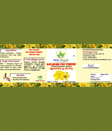 Aaraa Naturals Aavaram Poo Powder Instant Mix 50 gm Pack of 4