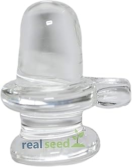 Real Seed 100% Pure Sphatik Shivling, A++ Quality Sphatik Shivlingam, Sphatik Shivling Size - 5.3 x 4.5 x 3.5 CMS, Weight - 52 Grams