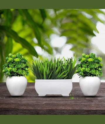 Neki WILD Green Artificial Plants Bunch Plastic - Pack of 1