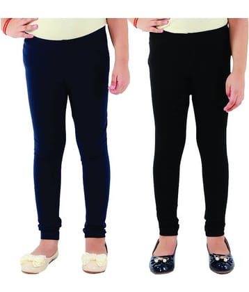 Kids Cave Girls Cotton Blend Leggings ( Blue )