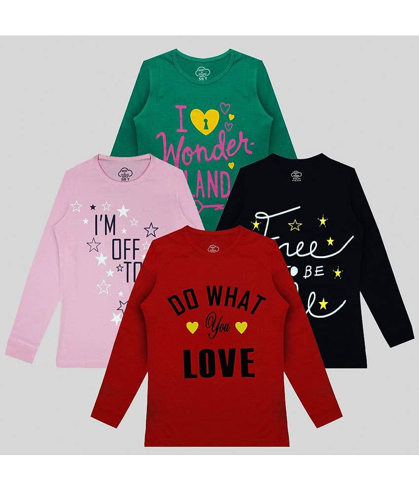 MIST N FOGG Pack of 4 Girls Cotton Blend T-Shirt ( Multicolor )