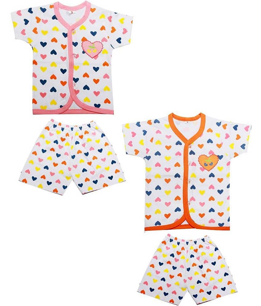 Babeezworld Pack of 2 Unisex for Baby 100% Cotton T Shirts & Shorts ( Multi )