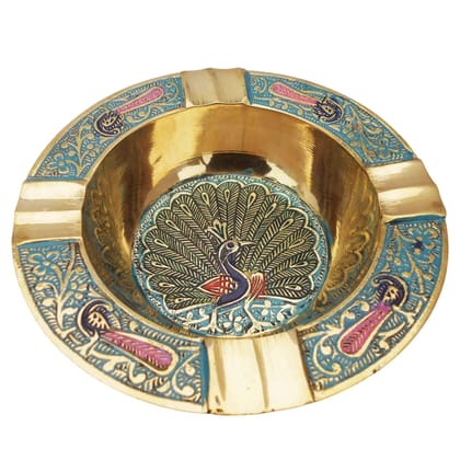 Brass Ashtray | Heavy Quality Decorative Tray, Height : 0.5 Inch (ZMAS382 D)