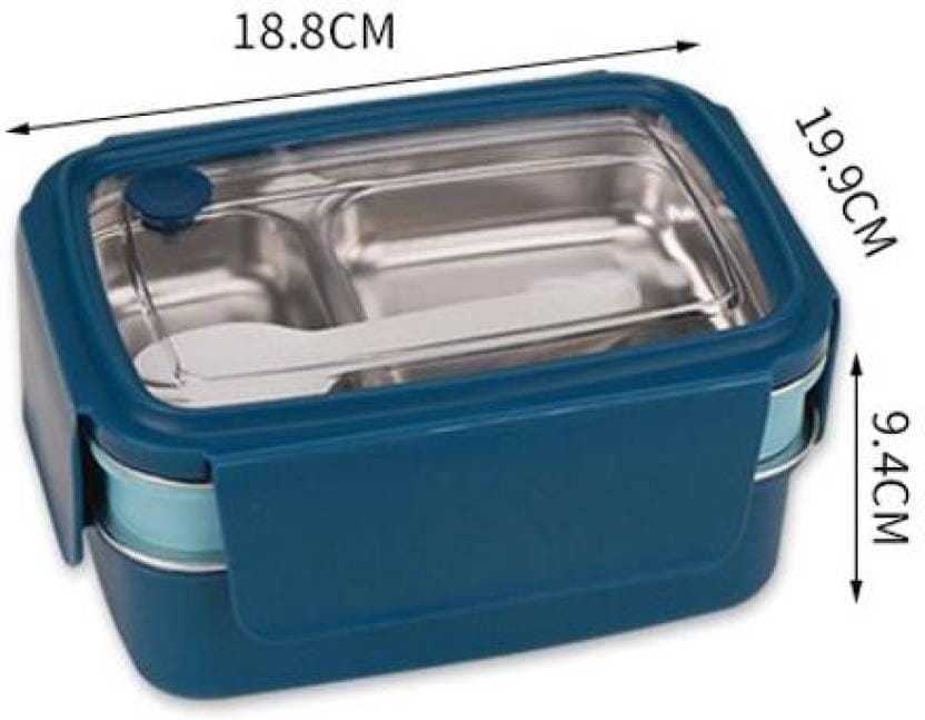 Double-Decker stainless steel Lunch Box 1300 ML-Blue