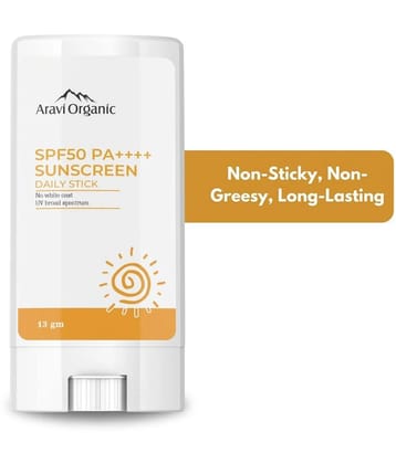 Aravi Organic SPF 50 Glow Sunscreen Stick - With PA++++ UVA&UVB Protection - No White Cast - 13 gm