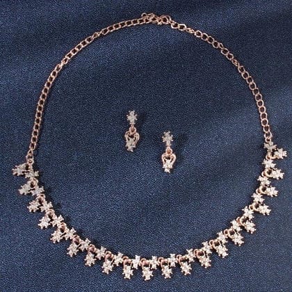 Rose Gold-Plated AD Studded Jewellery Set