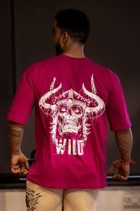 WILD DEVIL "PREMIUM VINTAGE" OVERSIZED T-SHIRT (NEW MAGENTA PINK)-S