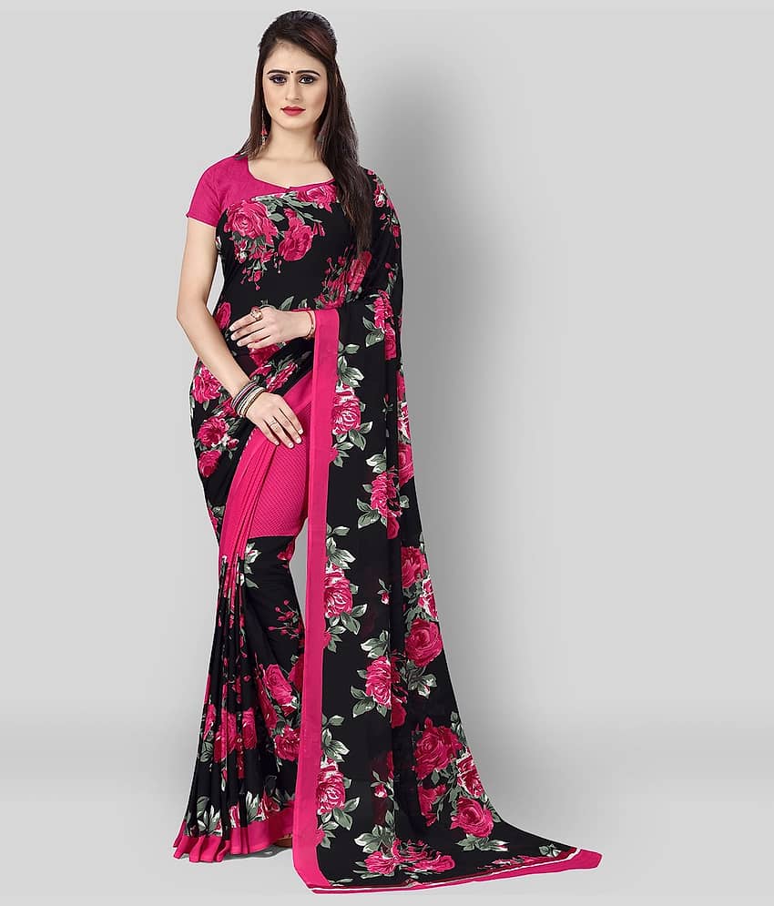 ANAND SAREES Georgette Printed Saree With Unstitched Blouse Piece ( Multicolor )