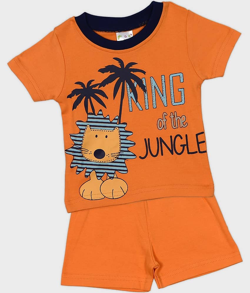 Me N My CLOSET Pack of 1 Unisex for Baby Cotton T-Shirt & Shorts ( Red )