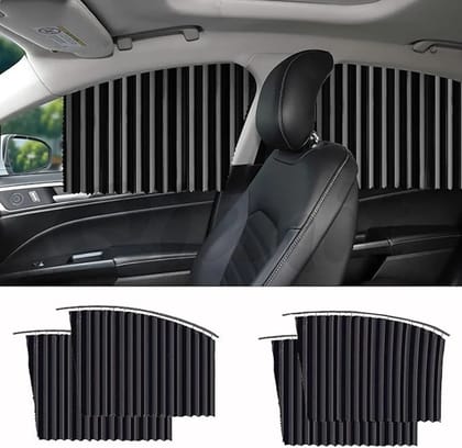 4Pcs Universal Magic Car Window Sun Shades Curtain  UV Protection, Heat Insulation, Privacy Screen for Cars, SUVs & MPVs (Easy Install Static Cling Design)