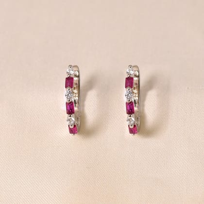 Pink Crystal Huggie Earring