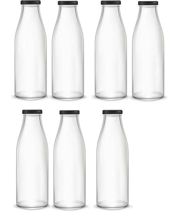 AFAST Clear Glass Storage Bottle With Metal Lid Transparent Glass Water Bottle 1000 mL ( Set of 7 )