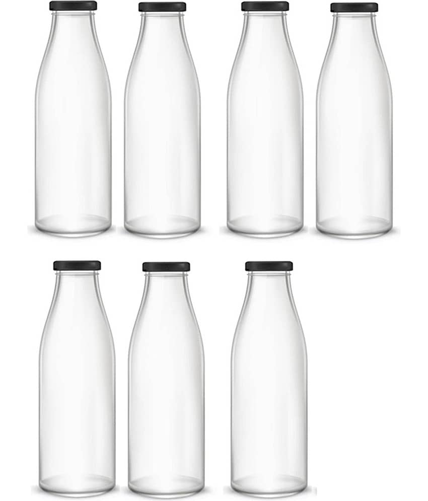 AFAST Clear Glass Storage Bottle With Metal Lid Transparent Glass Water Bottle 1000 mL ( Set of 7 )
