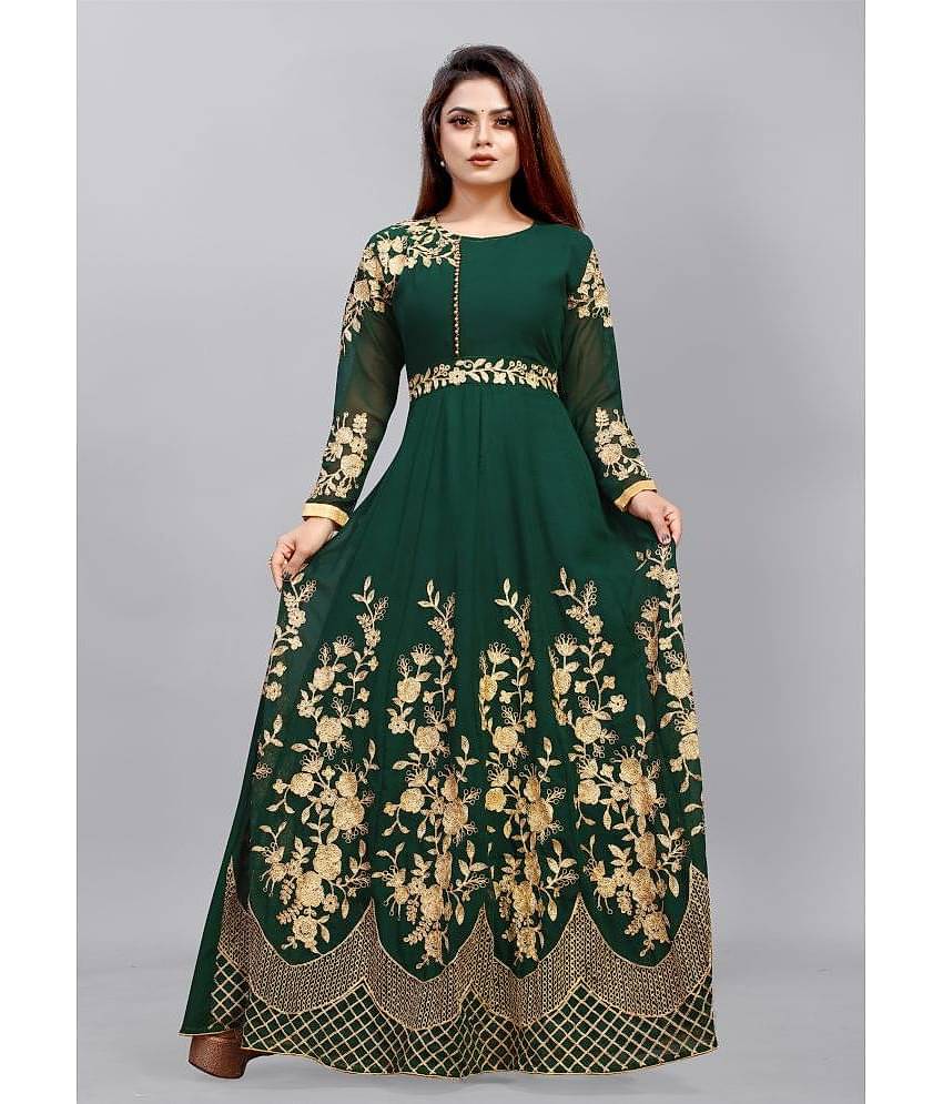Apnisha - Black Anarkali Georgette Women's Semi Stitched Ethnic Gown ( Pack of 1 )