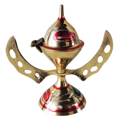 Brass Atar Dan Showpiece | Perfume Container Decorative Brassware, Height : 1.7 Inch (ZMAS469 B)