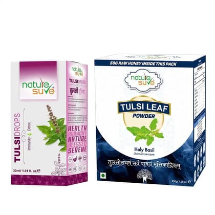 Nature Sure Combo - Tulsi Drops 30ml and Tulsi Leaf Powder 200g