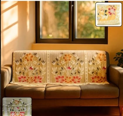 Elegant Floral Sofa Protector Cover - (1 Pc / 139x28 Inch)