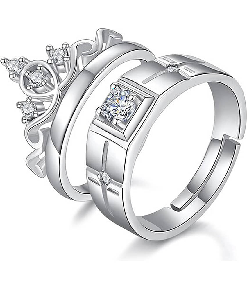 FASHION FRILL - Silver Couple Ring ( Pack of 2 )