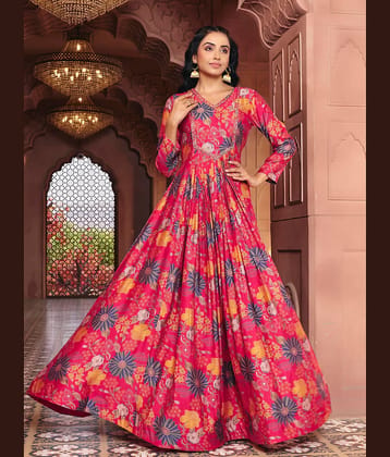 Madhuram Textiles Women's Rayon Stitched Anarkali Ethnic Gown