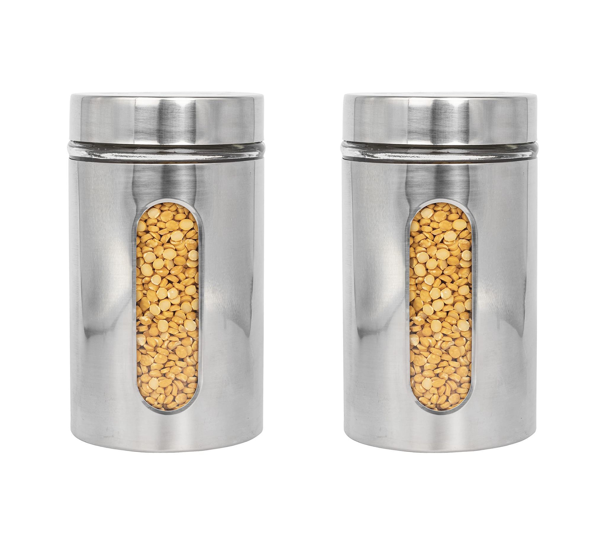 Femora Femora Glass Window Jars for Kitchen Storage Kitchen Storage Jars with Glass Window, 1000 ml, Set of 2