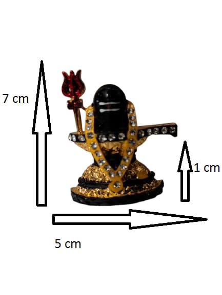 Patwari Arts Lord Shivling Car Dashboard Idol, Gold and Black, Crystal-Studded Decorative Statue.