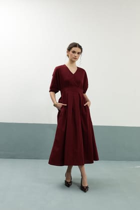 Meghan Dress: Burgundy-XS
