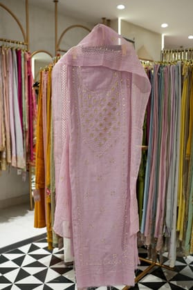 Rynaa Cotton Gotta Unstitched Suit-Peach