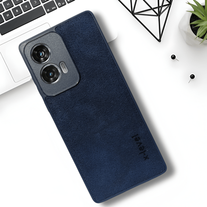 X-LEVEL Blue Leather Case for Motorola Edge 50 Fusion