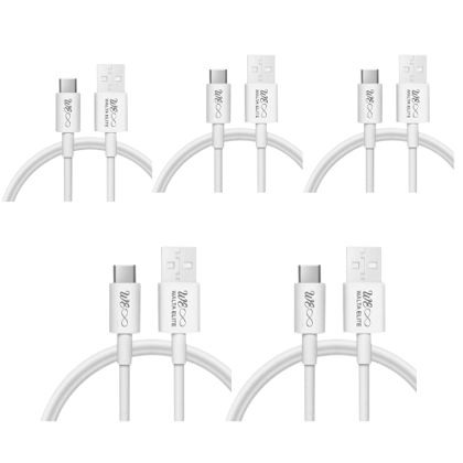 Walta Elite Real Plus Wrap USB to Type C Fast Charging Cable 1Mtr, White (Pack of 5)