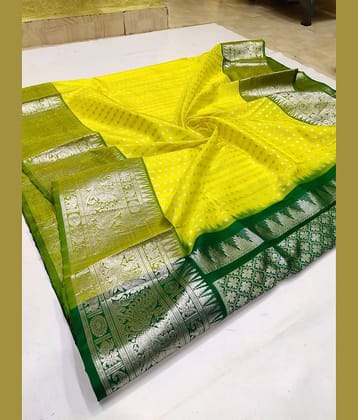 fab woven Art Silk Woven Design Banarasi saree With Unstitched Blouse Piece ( Yellow )