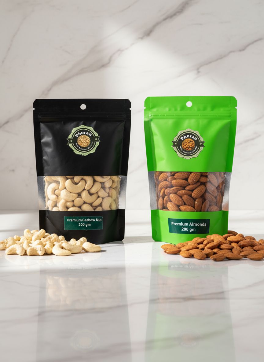 Buy Almonds Cashew Combo Online India - Premium Dry Fruits | Phoran100g Almonds & 100g Cashew Nuts
