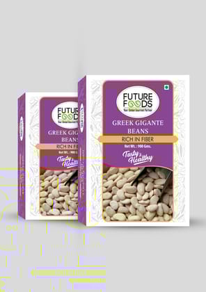 Future Foods Greek Gigante Beans | Double Butter Beans | Protein Rich | Good Source of Soluble Fiber & Vitamin A | Sweet & Mild Taste | Meaty Texture | Gluten Free | Low in Fat Content | 900g (Pa