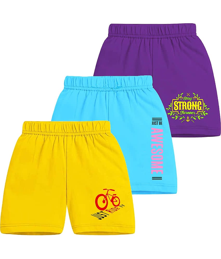 MIST N FOGG Pack of 3 Cotton Shorts For Boys ( Multicolor )