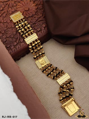 High Quality 5 Line Rudraksh OM Bracelet-05 For Men RB-017-8 inch