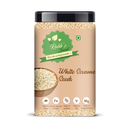The Rabb's Secret - Natural White Sesame Seeds Jar 450gm | White Til | (White Sesame Seeds, 450gm) The Rabb's Secret - Natural White Sesame Seeds Jar 450gm | White Til | (White Sesame Seeds, 450gm)
