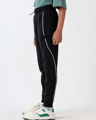 Sporty Piping Joggers-4-5 Y / Midnight Black
