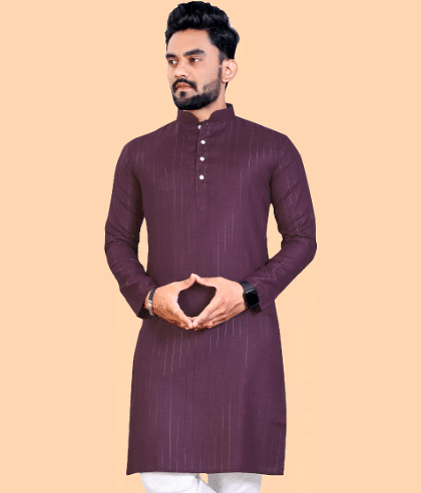 Balaji's - Purple Cotton Blend Men's Regular Kurta ( Pack of 1 )