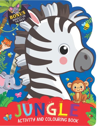 Jungle Activity and Colouring Book- Die Cut Animal Shaped Book for Kids Age 3-8 Years Dreamland Publications