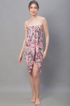 Pink Color Tie and Dye Georgette Coverup Beachwear Sarong For Woman-ONESIZE