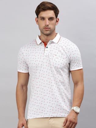 Classic Polo Men's Printed Lt.Grey Cotton Slim Fit Half Sleeve T-Shirt | BELLO - 290 A SF P