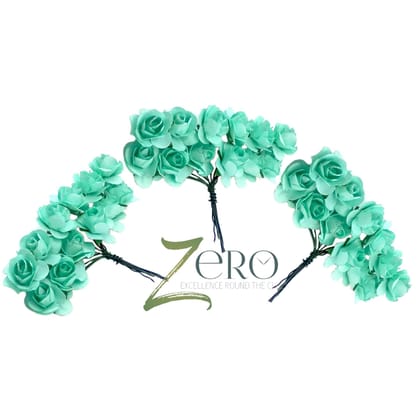 Bunch of 36 Pcs Hand Made Paper Flower - Sea Blue Color
