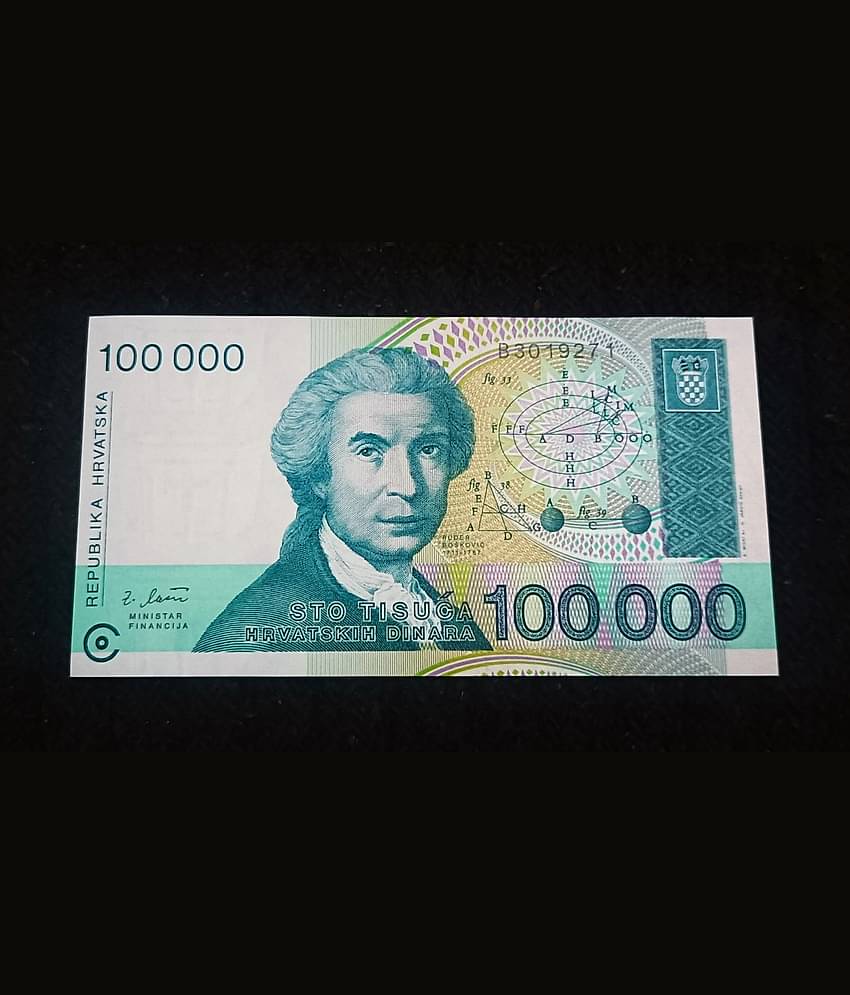 CROATIA 1 LAKH DINARA NOTE IN TOP UNC GRADE