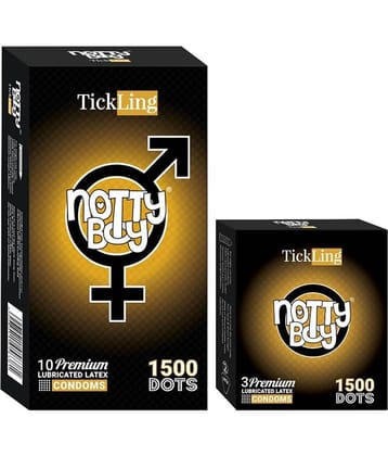 NottyBoy Super Dotted With 1500 Dots Condoms - (Set of 2, 13 Pieces)
