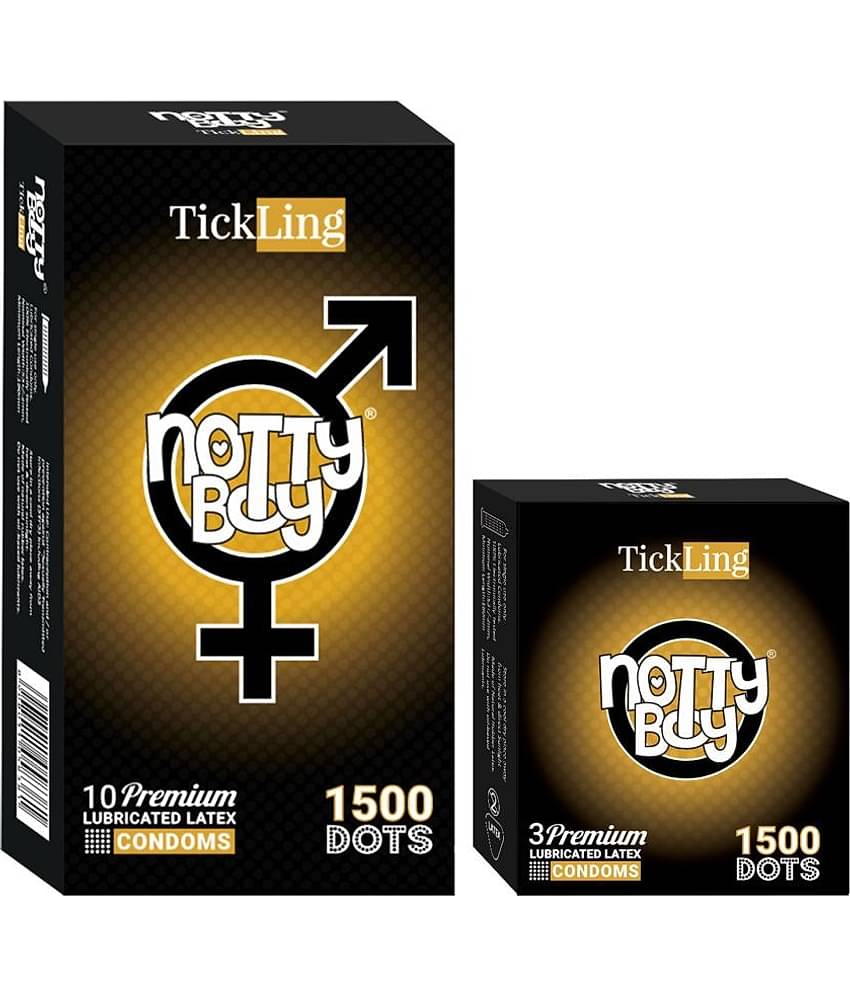 NottyBoy Super Dotted With 1500 Dots Condoms - (Set of 2, 13 Pieces)