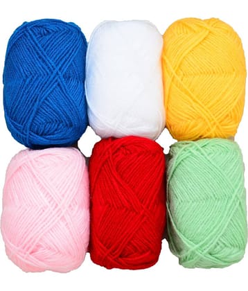 100% Acrylic Wool Royal (6 pc) Bunny 4 Combo 4 ply Wool Ball Hand Knitting Wool/Art Craft Soft Fingering Crochet Hook Yarn, Needle Knitting Yarn Thread Dyed